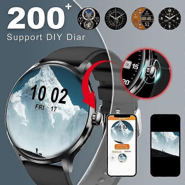 Alt view image 4 of 5 - Ecocleanpath 1.39" Smart Watch, Bluetooth 5.2, IP67 Waterproof, 114 Sports Modes, 7-Day Battery, Black