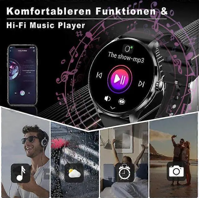 Alt view image 5 of 5 - Ecocleanpath 1.39" Smart Watch, Bluetooth 5.2, IP67 Waterproof, 114 Sports Modes, 7-Day Battery, Black