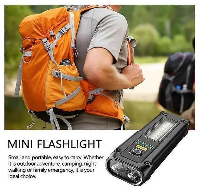 Alt view image 2 of 5 - Ecocleanpath USB Rechargeable Small Flashlight with SOS & Alarm - Water Resistant Mini Flash Light for Hiking Camping (Black)
