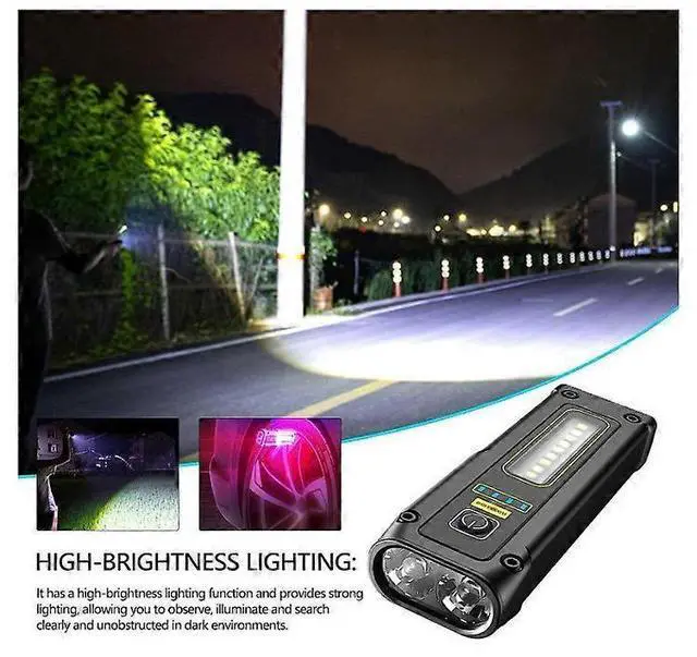 Alt view image 5 of 5 - Ecocleanpath USB Rechargeable Small Flashlight with SOS & Alarm - Water Resistant Mini Flash Light for Hiking Camping (Black)