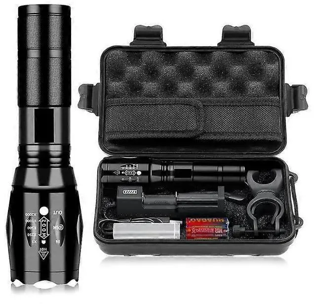 Main image of Ecocleanpath 2000 Lumen Rechargeable LED Tactical Flashlight L2 - Zoomable, Waterproof, Super Bright Black Torch