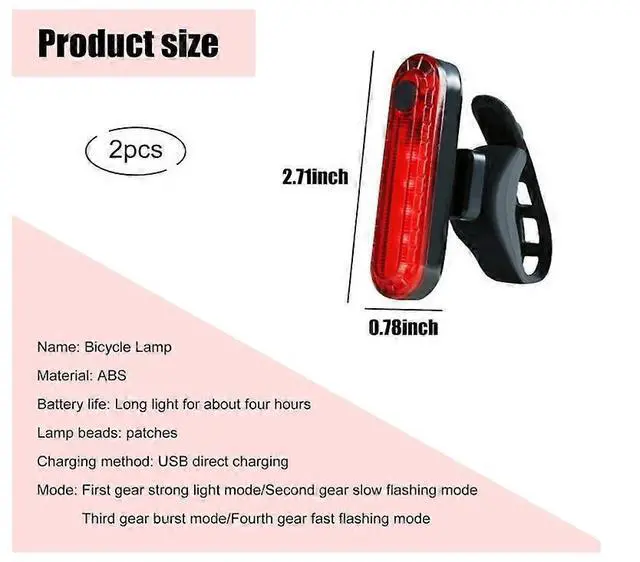 Alt view image 2 of 5 - Ecocleanpath2-Pack Ultra Bright LED Bike Tail Light, 4 Mode Waterproof Rear Bicycle Light (Red)