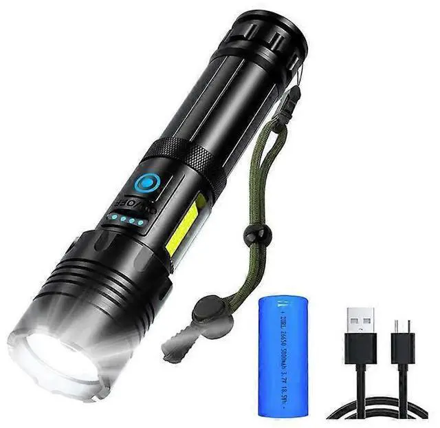 Main image of Ecocleanpath USB Rechargeable LED Tactical Flashlight - 2000 Lumens, 7 Modes, Power Bank, Black