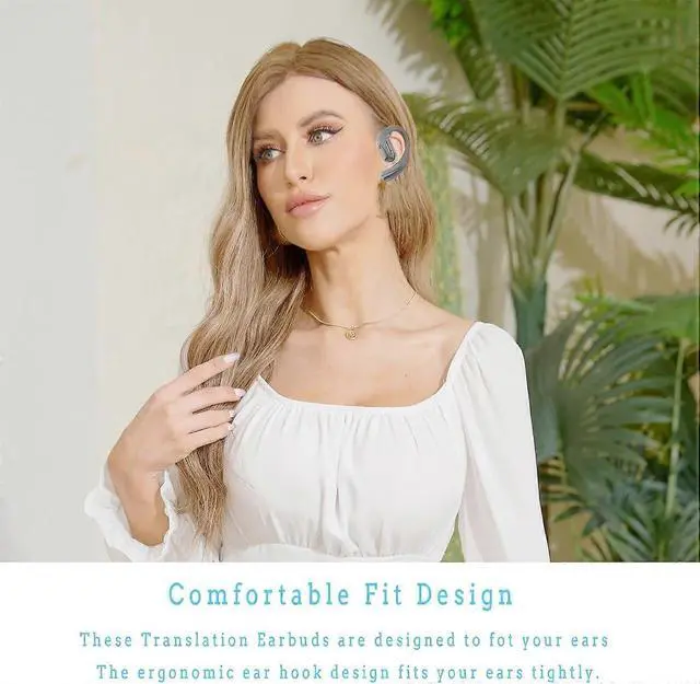 Alt view image 4 of 5 - AI Translation Headset Bluetooth 5.3, 140+ Languages, 25H Battery, Low Latency Gaming (Black)