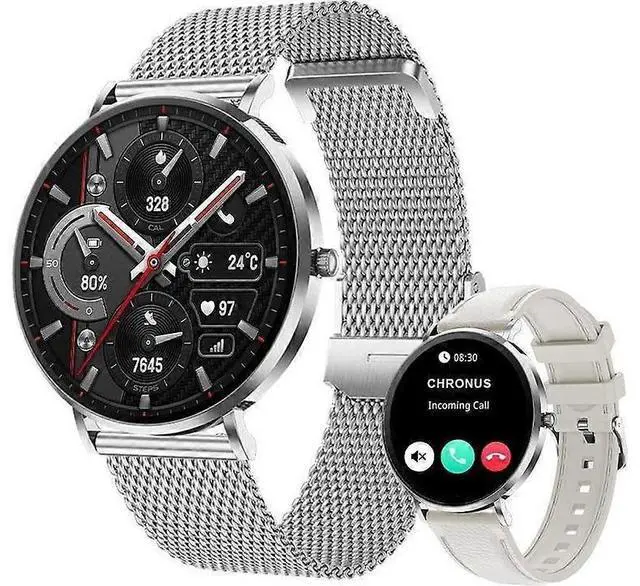 Main image of Ecocleanpath T8Pro 1.32" AMOLED Ultra-Thin Stainless Steel Smartwatch with Women's Health Tracking (Silver)
