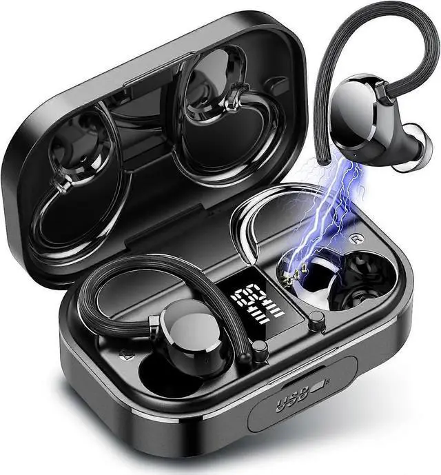 Main image of Bluetooth 5.3 Wireless Headphones, 120H Playtime, Noise Cancelling Mic, IPX7 Waterproof, LED Display - Black