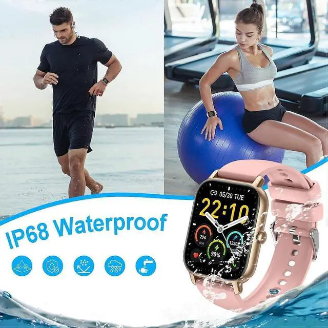 Alt view image 5 of 5 - Ecocleanpath P66D Smart Watch 1.85" Bluetooth Call, IP68 Waterproof, 110+ Sport Modes, Heart Rate Monitor - Rose