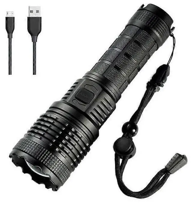 Main image of Ecocleanpath 1500 Lumen Tactical Flashlight, USB Rechargeable Zoomable LED Light with 5 Modes & IPX5 Waterproof (Black)