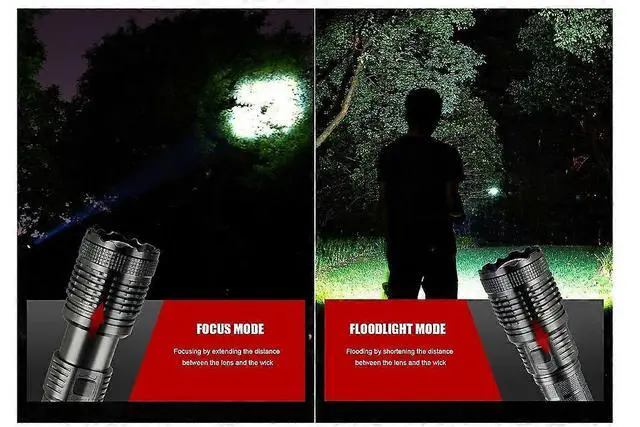 Alt view image 4 of 5 - Ecocleanpath 1500 Lumen Tactical Flashlight, USB Rechargeable Zoomable LED Light with 5 Modes & IPX5 Waterproof (Black)