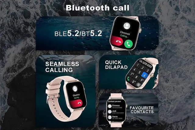 Alt view image 2 of 5 - Ecocleanpath I82 Smart Watch Pink, 1.83" Display, Call Function, 7-Day Battery, IP67 Waterproof