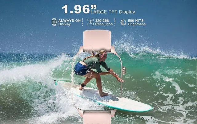Alt view image 3 of 5 - Ecocleanpath I82 Smart Watch Pink, 1.83" Display, Call Function, 7-Day Battery, IP67 Waterproof