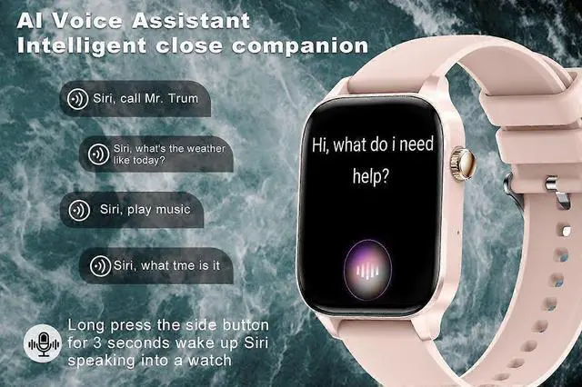 Alt view image 4 of 5 - Ecocleanpath I82 Smart Watch Pink, 1.83" Display, Call Function, 7-Day Battery, IP67 Waterproof
