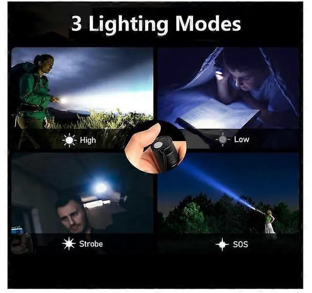 Alt view image 3 of 5 - Ecocleanpath USB Rechargeable LED Flashlight, Super Bright Zoomable Light with 3 Modes for Camping & Outdoors (Silver)