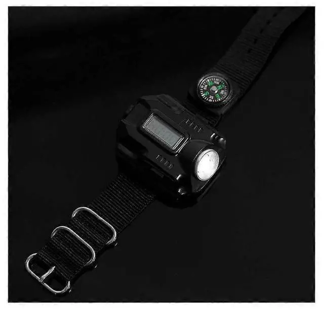 Alt view image 3 of 5 - Ecocleanpath Rechargeable LED Wrist Flashlight Watch with Time Display, Multi-Tool Outdoor Light for Camping & Hiking (Black)
