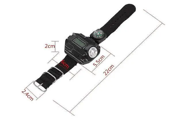 Alt view image 4 of 5 - Ecocleanpath Rechargeable LED Wrist Flashlight Watch with Time Display, Multi-Tool Outdoor Light for Camping & Hiking (Black)