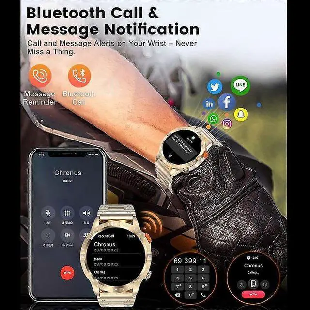 Alt view image 3 of 5 - Ecocleanpath Gold Smartwatch 1.43" AMOLED HD, Bluetooth Calls, 100+ Sports Modes, Health Monitor