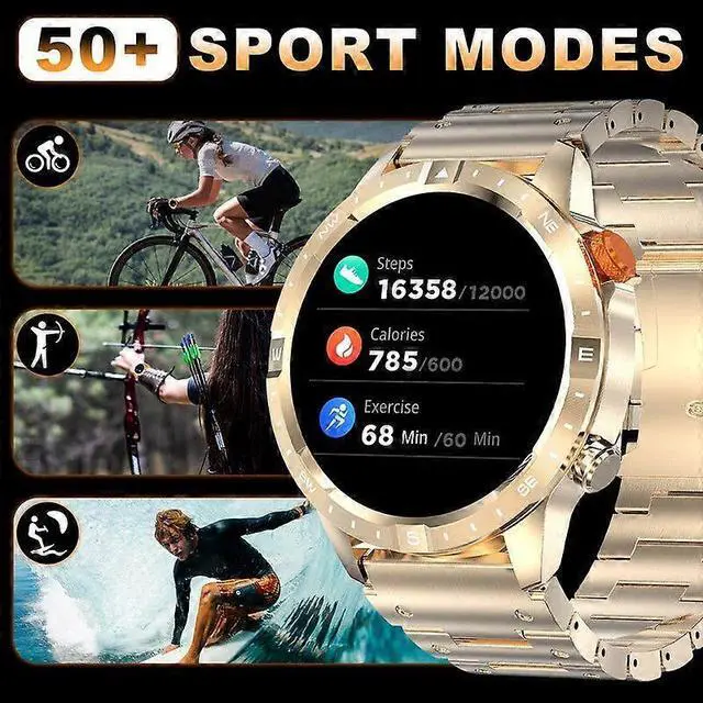 Alt view image 4 of 5 - Ecocleanpath Gold Smartwatch 1.43" AMOLED HD, Bluetooth Calls, 100+ Sports Modes, Health Monitor