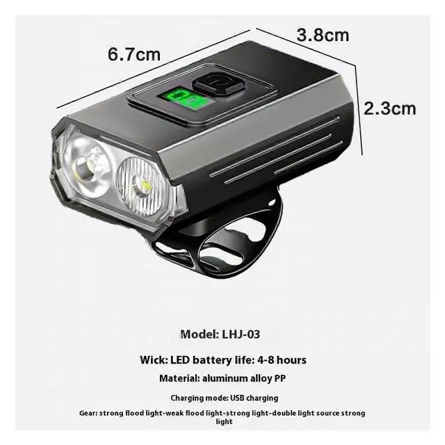 Alt view image 4 of 5 - EcocleanpathUSB Rechargeable Bike Light, High Brightness Aluminum Alloy Front Light with Dual Beads for Mountain Cycling