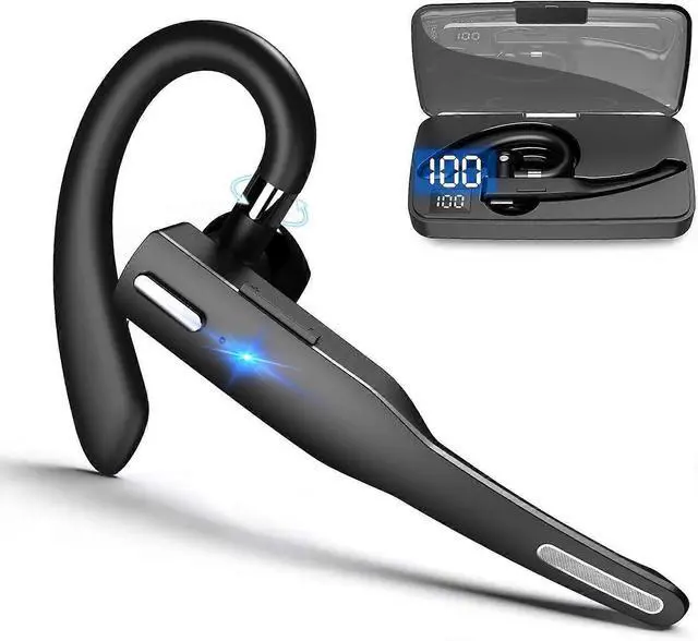 Main image of Bluetooth 5.3 Headset with ENC Noise Cancelling, LED Charging Box & Voice Control - Black