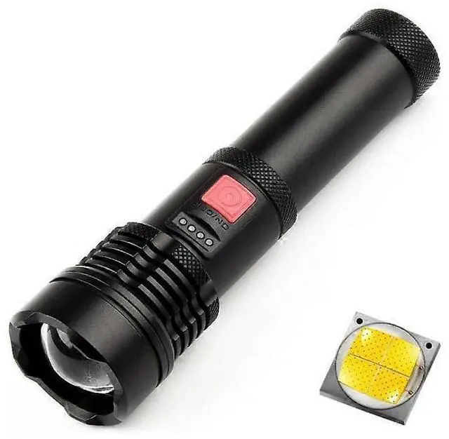Main image of Ecocleanpath 6000 Lumens LED Tactical Flashlight, USB Fast Charge, Zoomable & Waterproof, 6 Modes (Black)
