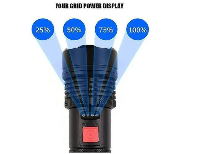 Alt view image 2 of 5 - Ecocleanpath 6000 Lumens LED Tactical Flashlight, USB Fast Charge, Zoomable & Waterproof, 6 Modes (Black)