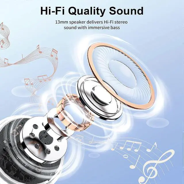 Alt view image 3 of 5 - Wireless Bluetooth Earbuds with Noise Cancelling, IPX7 Waterproof, 50H Playback & Digital Display (White)