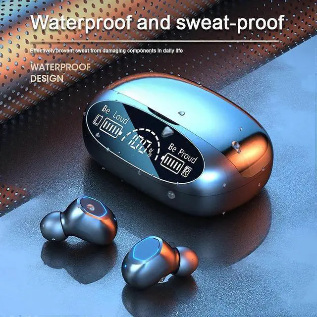 Alt view image 5 of 5 - Bluetooth 5.3 Wireless Earbuds, IPX7 Waterproof, HiFi Bass Sound, CVC8.0 Noise Cancelling, 100H Playback (Black)