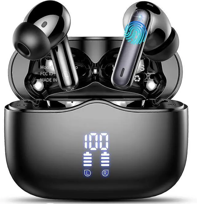 Main image of Bluetooth 5.3 Wireless Earbuds, ENC Noise Cancelling Mic, 40H Playtime, IP7 Waterproof, HiFi Stereo, Black