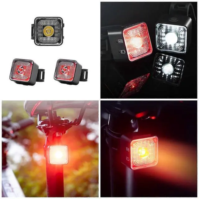 Alt view image 4 of 5 - EcocleanpathUSB Rechargeable Bike Light Set - Front & Rear LED for Night Cycling, Auto Brake Warning, Black