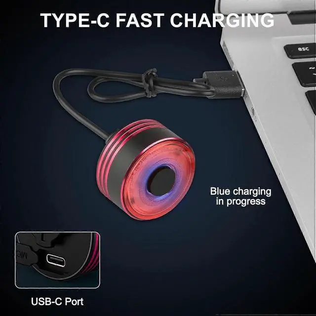 Alt view image 2 of 5 - EcocleanpathSmart Bike Tail Light with Brake Sensor, USB Rechargeable, IPX5 Waterproof, High Lumen LED for Bicycle Safety