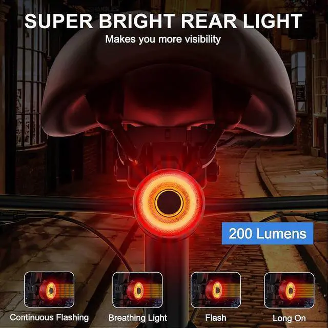 Alt view image 3 of 5 - EcocleanpathSmart Bike Tail Light with Brake Sensor, USB Rechargeable, IPX5 Waterproof, High Lumen LED for Bicycle Safety