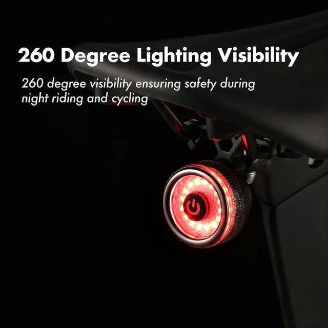 Alt view image 2 of 5 - EcocleanpathSmart Bike Tail Light 260° Brake Sensing, USB Rechargeable IPX4 Waterproof, 4 Modes for Night Cycling Safety