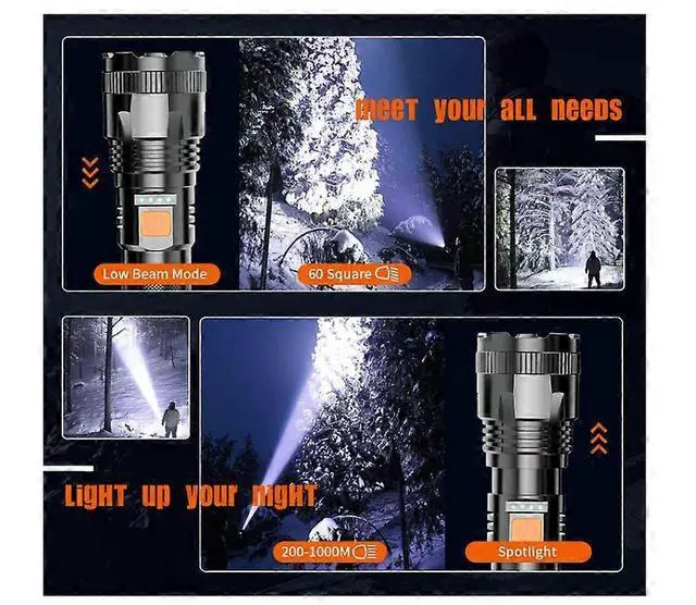 Alt view image 5 of 5 - Ecocleanpath 20000 Lumens XHP90.2 Super Bright LED Flashlight, IPX6 Waterproof Tactical Flashlight, Black