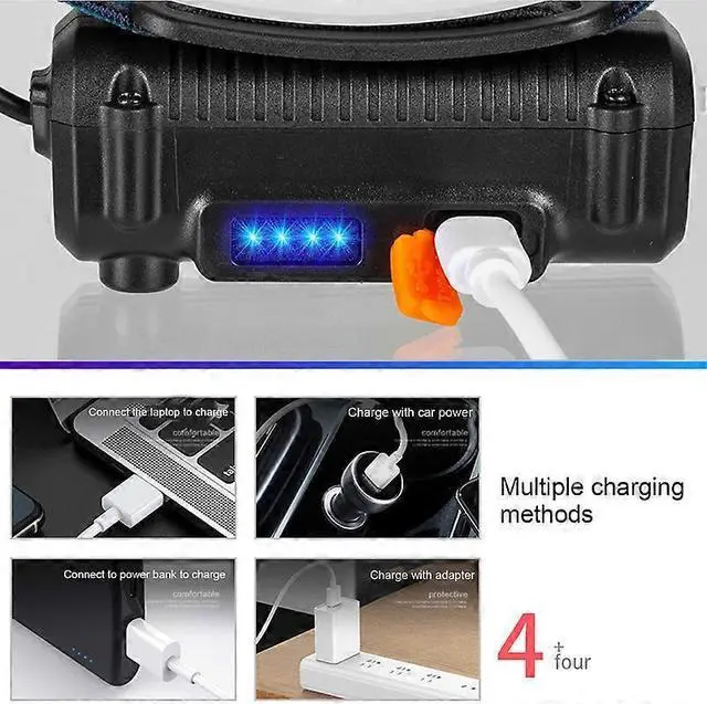 Alt view image 3 of 5 - Ecocleanpath USB Rechargeable LED Induction Headlamp - Zoomable, Waterproof Work Light for Outdoor Use (Black)