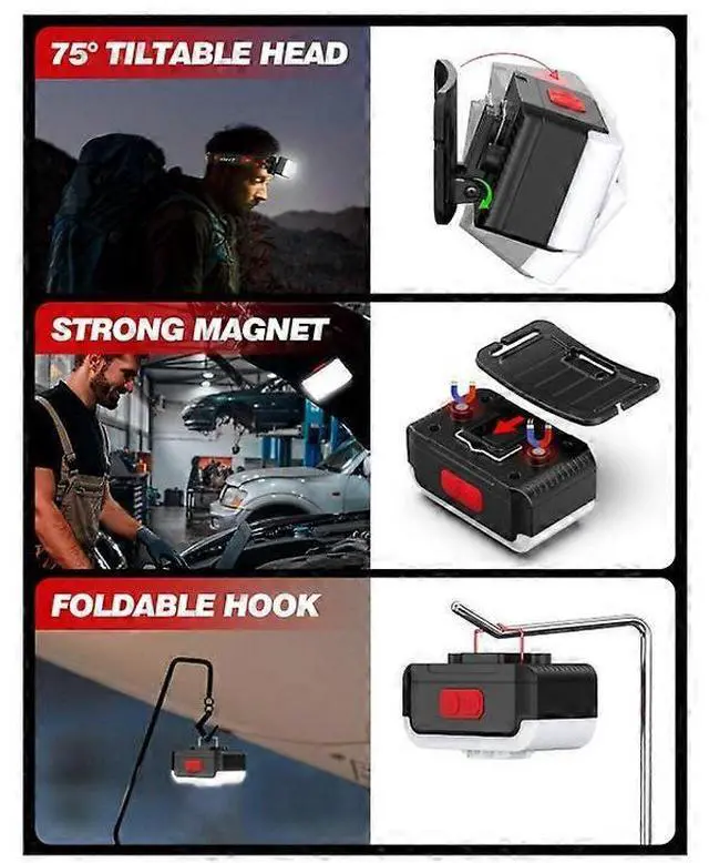 Alt view image 2 of 5 - Ecocleanpath 2000 Lumen Rechargeable LED Headlamp, 6 Modes with Magnet & Hook, IPX5 Waterproof USB Headlight (Black)