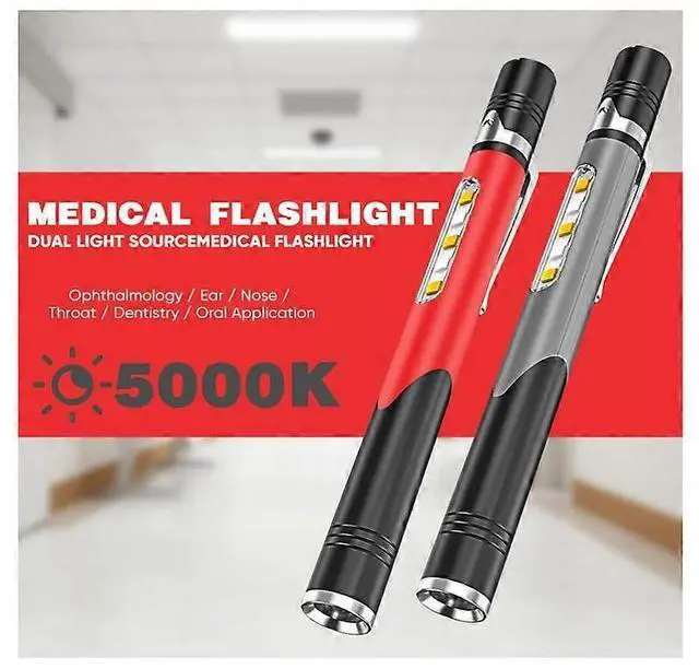 Alt view image 2 of 5 - Ecocleanpath USB Rechargeable LED Pen Light 2 Pack - 500 Lumen, 4 Modes, COB Flashlight (Black)