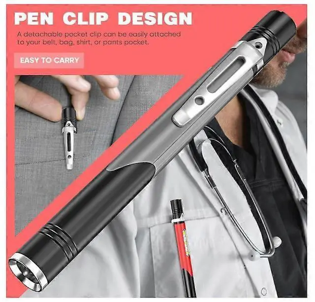 Alt view image 4 of 5 - Ecocleanpath USB Rechargeable LED Pen Light 2 Pack - 500 Lumen, 4 Modes, COB Flashlight (Black)