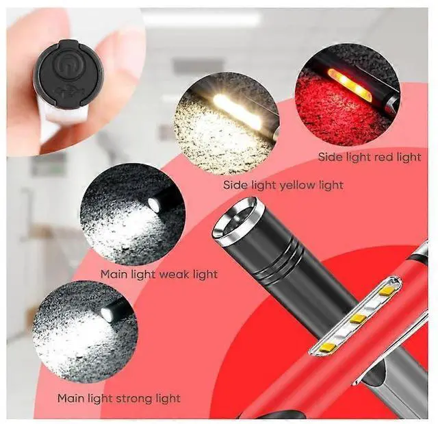 Alt view image 5 of 5 - Ecocleanpath USB Rechargeable LED Pen Light 2 Pack - 500 Lumen, 4 Modes, COB Flashlight (Black)