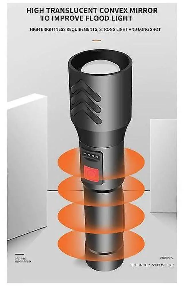 Alt view image 5 of 5 - Ecocleanpath Tactical Flashlight, 5 Modes & Zoomable Focus, High Lumen Waterproof LED Light (Black)