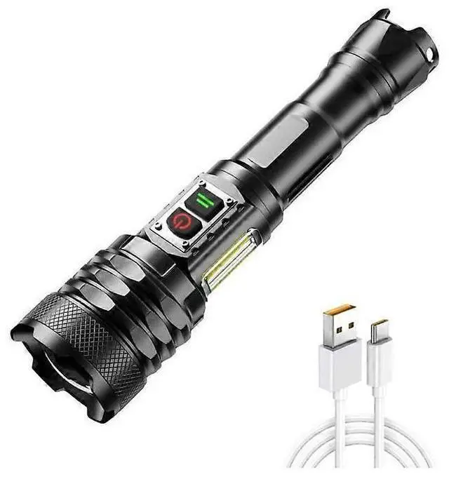 Main image of Ecocleanpath Super Bright 5000 Lumen LED Flashlight, Zoomable Tactical with COB Sidelight & 9 Modes, Rechargeable, Waterproof (Black)
