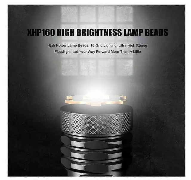 Alt view image 2 of 5 - Ecocleanpath Super Bright 5000 Lumen LED Flashlight, Zoomable Tactical with COB Sidelight & 9 Modes, Rechargeable, Waterproof (Black)