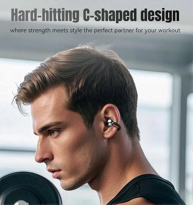 Alt view image 2 of 5 - Clip-on Open Ear Earbuds Wireless Bluetooth 5.4, 50H Playtime, ENC Calls, IPX5 Waterproof (Black)