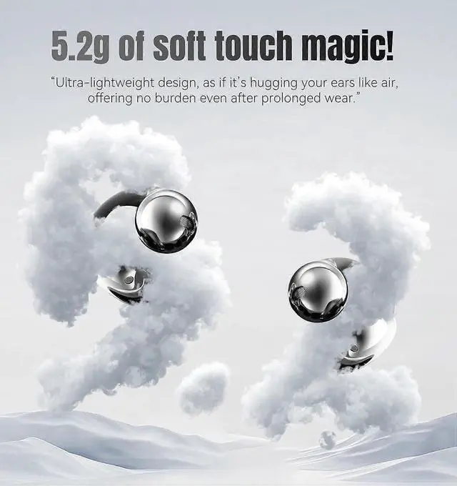 Alt view image 3 of 5 - Clip-on Open Ear Earbuds Wireless Bluetooth 5.4, 50H Playtime, ENC Calls, IPX5 Waterproof (Black)