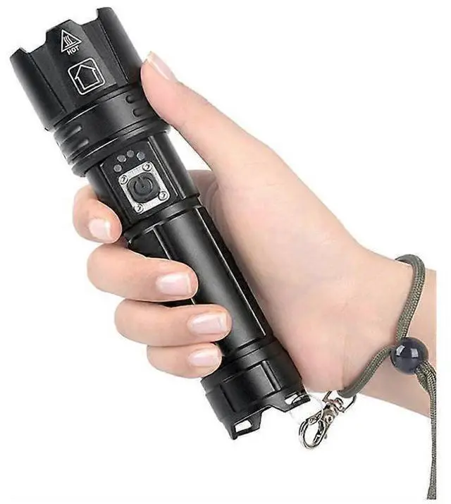 Alt view image 2 of 5 - Ecocleanpath 3000 Lumens USB Rechargeable XHP70.2 Tactical Flashlight, 5 Modes Zoomable LED Torch (Black)