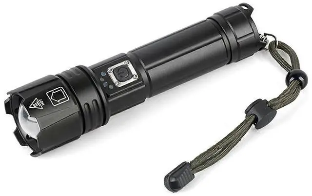 Alt view image 3 of 5 - Ecocleanpath 3000 Lumens USB Rechargeable XHP70.2 Tactical Flashlight, 5 Modes Zoomable LED Torch (Black)