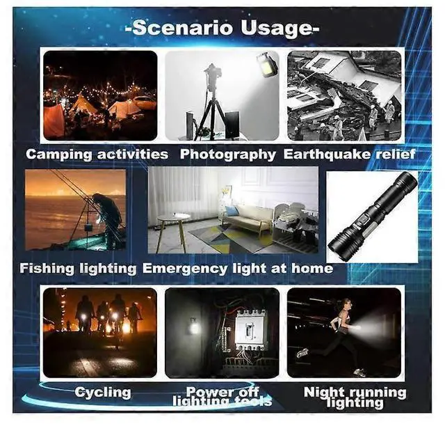 Alt view image 4 of 5 - Ecocleanpath Upgraded 10000 Lumen LED Flashlight, USB-C Rechargeable, Zoom & 7 Modes, High Power Flashlight (Black)