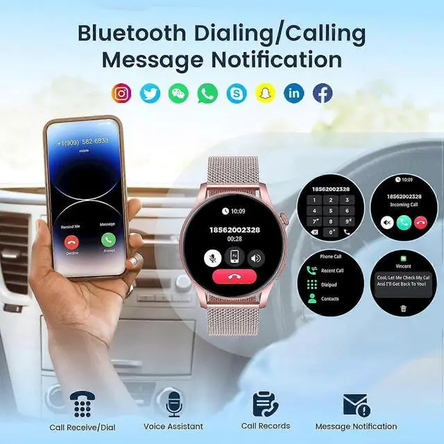 Alt view image 5 of 5 - Ecocleanpath Women's Smart Watch 1.43" AMOLED, Call Answering, Heart Rate & Blood Pressure Monitor, 100+ Sports Modes, IP67 Waterproof