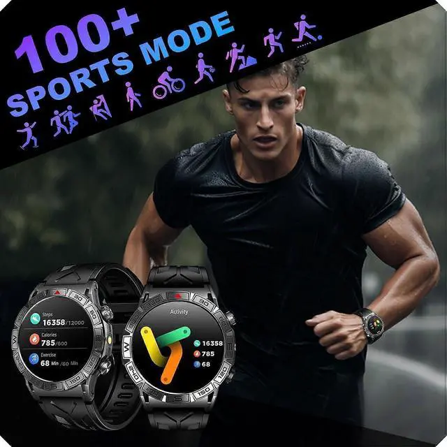 Alt view image 4 of 5 - Ecocleanpath Men's Smart Watch: 1.4" AMOLED, Call Answer/Dial, Heart Rate & BP Monitor, 100+ Sports Modes, Waterproof