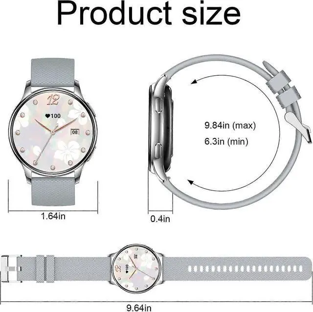 Alt view image 5 of 5 - Ecocleanpath Women's Smartwatch 1.35" AMOLED, Bluetooth Calls, 100+ Sports, Health Monitor, Waterproof, iOS/Android (Silver)