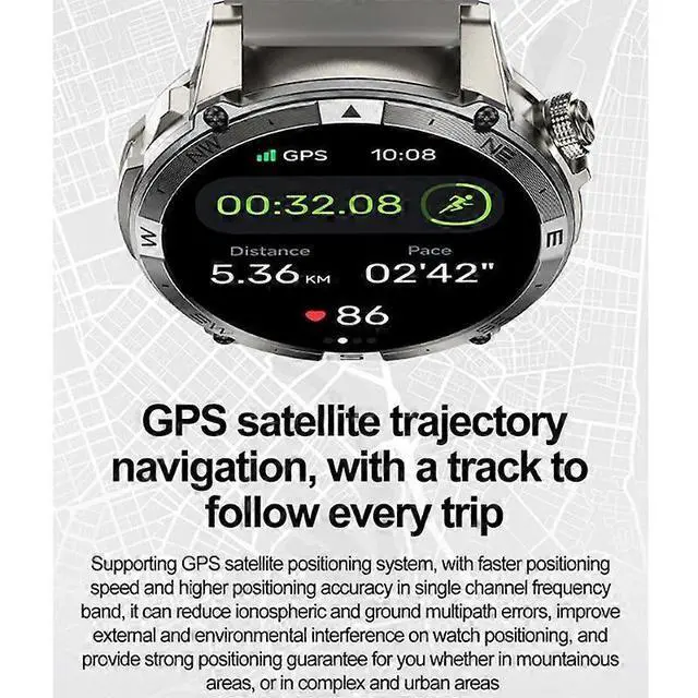 Alt view image 3 of 5 - Ecocleanpath 2024 Military Smartwatch: 1.43" AMOLED, GPS, Bluetooth 5.3 Calling, 100+ Sports Modes, 530mAh Battery